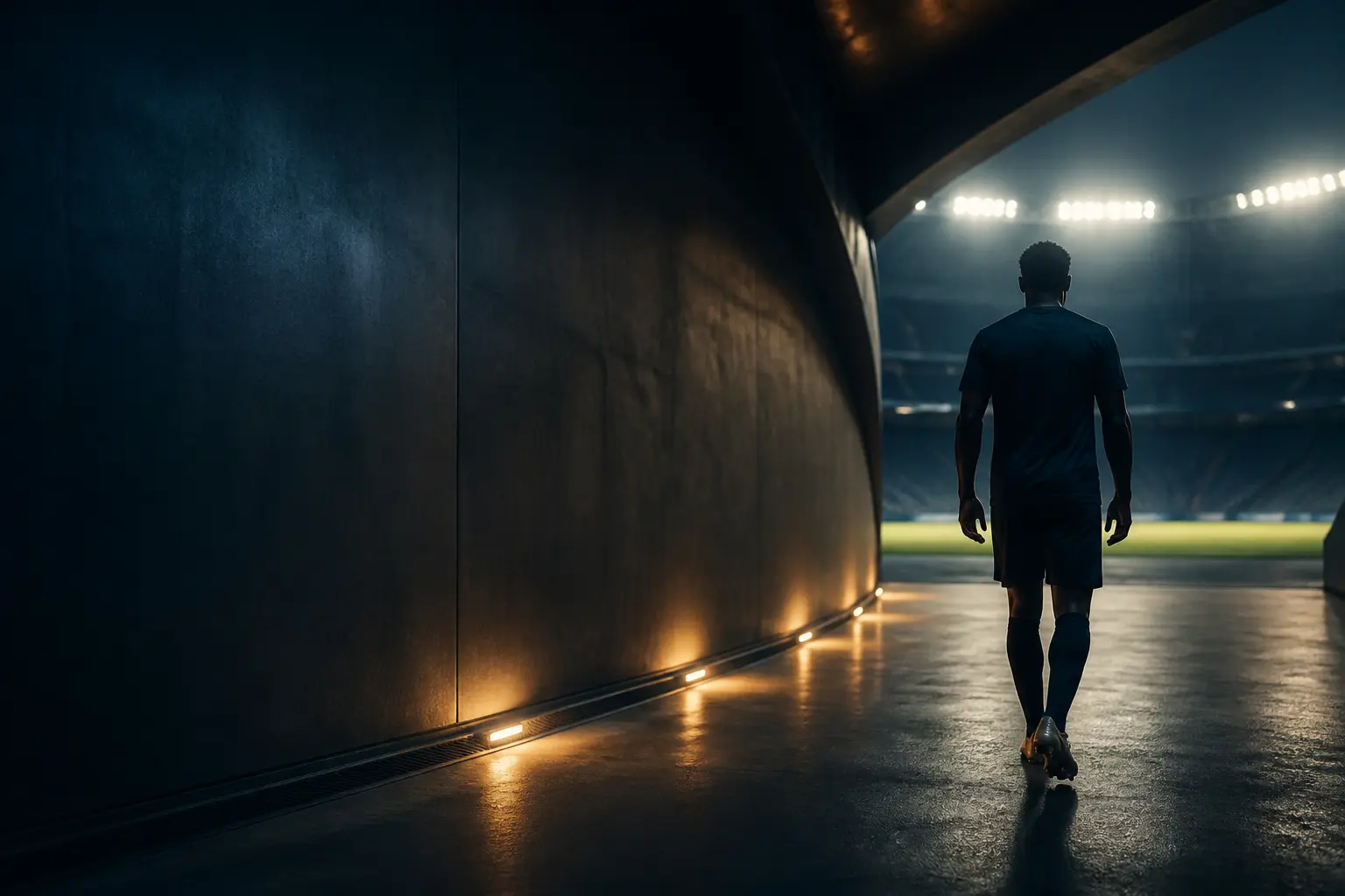 Jugador entrando al estadio